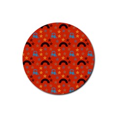 Music Stars Red Rubber Round Coaster (4 Pack)  by snowwhitegirl