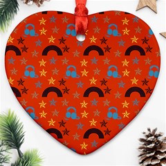 Music Stars Red Heart Ornament (two Sides) by snowwhitegirl