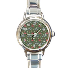 Music Stars Grass Green Round Italian Charm Watch by snowwhitegirl