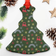 Music Stars Grass Green Christmas Tree Ornament (two Sides) by snowwhitegirl