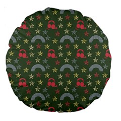 Music Stars Grass Green Large 18  Premium Round Cushions by snowwhitegirl