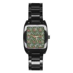 Music Stars Grass Green Stainless Steel Barrel Watch by snowwhitegirl