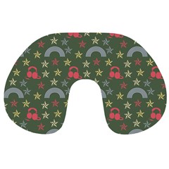 Music Stars Grass Green Travel Neck Pillows by snowwhitegirl