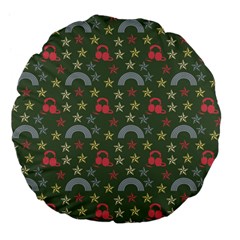 Music Stars Grass Green Large 18  Premium Flano Round Cushions by snowwhitegirl