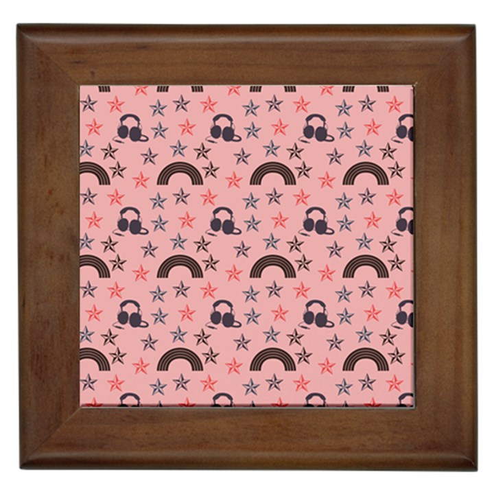 Music Stars Peach Framed Tiles