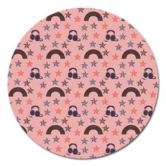 Music Stars Peach Magnet 5  (round) by snowwhitegirl