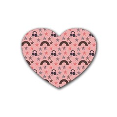 Music Stars Peach Rubber Coaster (heart)  by snowwhitegirl