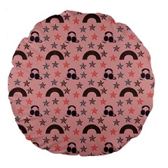 Music Stars Peach Large 18  Premium Flano Round Cushions by snowwhitegirl