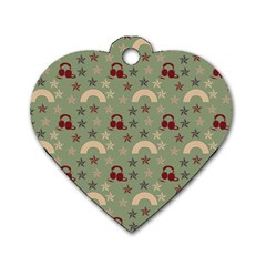 Music Stars Green Dog Tag Heart (two Sides)