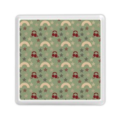 Music Stars Green Memory Card Reader (square)  by snowwhitegirl