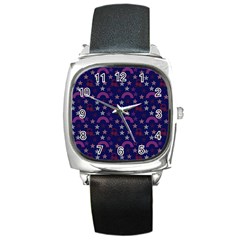 Music Stars Navy Square Metal Watch by snowwhitegirl