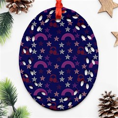 Music Stars Navy Oval Filigree Ornament (two Sides) by snowwhitegirl