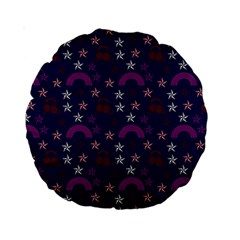 Music Stars Navy Standard 15  Premium Round Cushions by snowwhitegirl