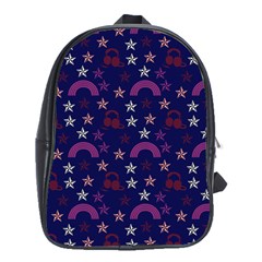 Music Stars Navy School Bag (xl) by snowwhitegirl