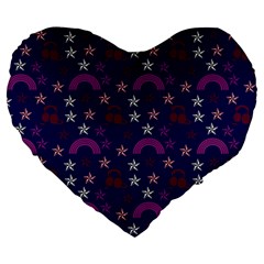 Music Stars Navy Large 19  Premium Heart Shape Cushions by snowwhitegirl