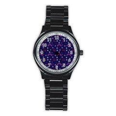 Music Stars Navy Stainless Steel Round Watch by snowwhitegirl