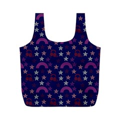 Music Stars Navy Full Print Recycle Bags (m)  by snowwhitegirl