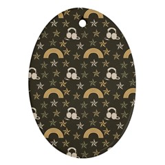 Music Stars Grey Oval Ornament (two Sides) by snowwhitegirl