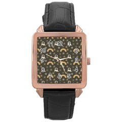 Music Stars Grey Rose Gold Leather Watch  by snowwhitegirl