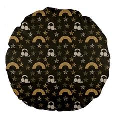 Music Stars Grey Large 18  Premium Flano Round Cushions by snowwhitegirl