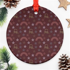 Music Stars Brown Round Ornament (two Sides) by snowwhitegirl