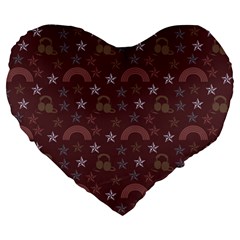 Music Stars Brown Large 19  Premium Heart Shape Cushions by snowwhitegirl