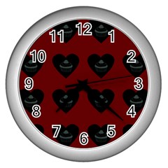 Cupcake Blood Red Black Wall Clocks (silver)  by snowwhitegirl