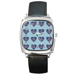 Cupcake Heart Teal Blue Square Metal Watch by snowwhitegirl