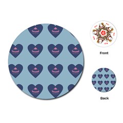 Cupcake Heart Teal Blue Playing Cards (round)  by snowwhitegirl