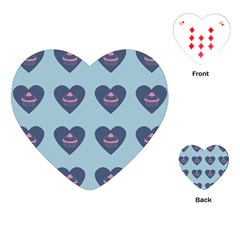 Cupcake Heart Teal Blue Playing Cards (heart)  by snowwhitegirl