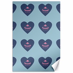 Cupcake Heart Teal Blue Canvas 20  X 30   by snowwhitegirl