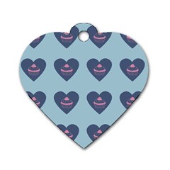 Cupcake Heart Teal Blue Dog Tag Heart (one Side) by snowwhitegirl