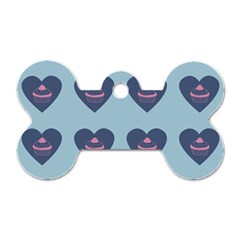 Cupcake Heart Teal Blue Dog Tag Bone (one Side) by snowwhitegirl