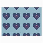 Cupcake Heart Teal Blue Large Glasses Cloth Front