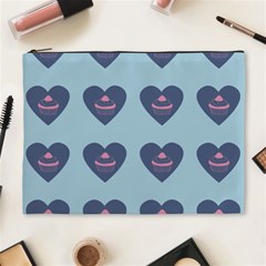 Cupcake Heart Teal Blue Cosmetic Bag (xl) by snowwhitegirl