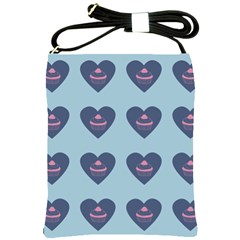 Cupcake Heart Teal Blue Shoulder Sling Bags by snowwhitegirl