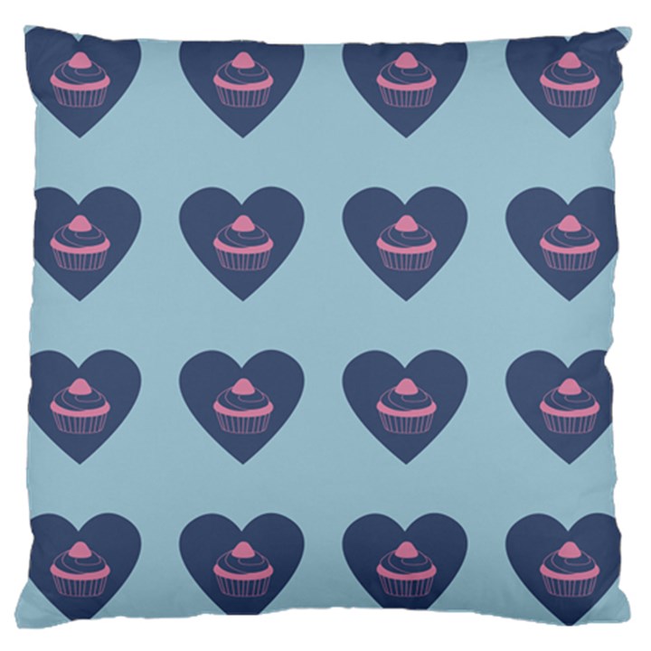 Cupcake Heart Teal Blue Large Cushion Case (One Side)