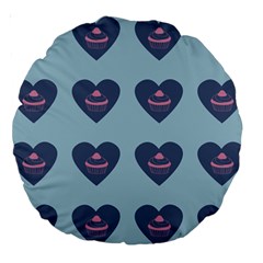 Cupcake Heart Teal Blue Large 18  Premium Round Cushions by snowwhitegirl