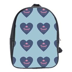 Cupcake Heart Teal Blue School Bag (xl) by snowwhitegirl