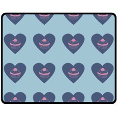 Cupcake Heart Teal Blue Double Sided Fleece Blanket (medium)  by snowwhitegirl