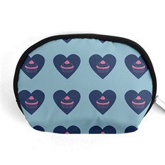 Cupcake Heart Teal Blue Accessory Pouches (medium)  by snowwhitegirl