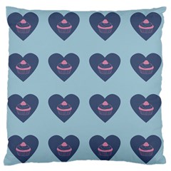 Cupcake Heart Teal Blue Standard Flano Cushion Case (two Sides) by snowwhitegirl