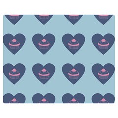 Cupcake Heart Teal Blue Double Sided Flano Blanket (medium)  by snowwhitegirl