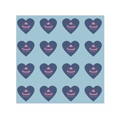 Cupcake Heart Teal Blue Small Satin Scarf (square) by snowwhitegirl