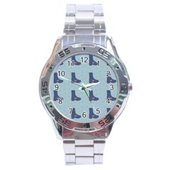 Deer Boots Teal Blue Stainless Steel Analogue Watch by snowwhitegirl