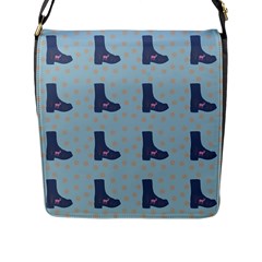 Deer Boots Teal Blue Flap Messenger Bag (l)  by snowwhitegirl