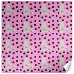 Deer Boots Pink Grey Canvas 12  X 12   by snowwhitegirl