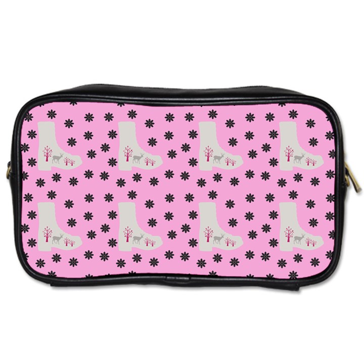 Deer Boots Pink Grey Toiletries Bags 2-Side