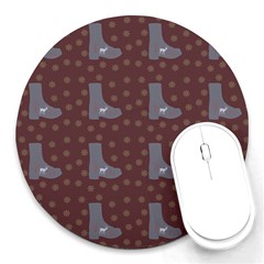 Deer Boots Brown Round Mousepads by snowwhitegirl