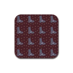 Deer Boots Brown Rubber Square Coaster (4 Pack)  by snowwhitegirl